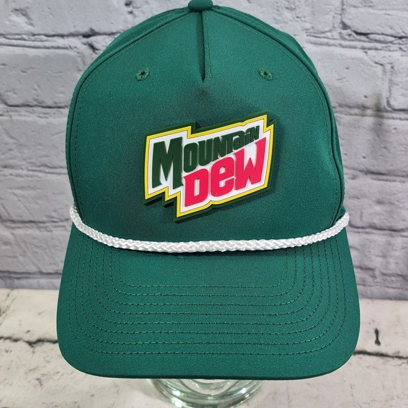 Mountain Dew Other - Mountain Dew Hat Green Retro Trucker Rubber Logo Soda Pop Snapback Ball Cap